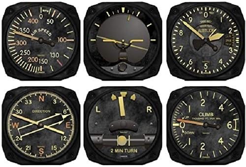 Trintec 6 pièces Vintage Aircraft Instrument inspiré Ensemble de Dessous-de-Verre