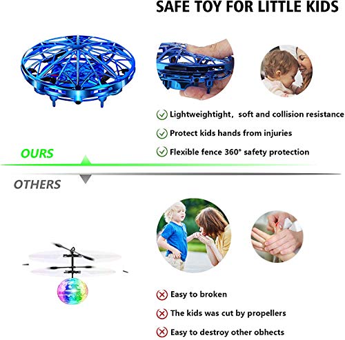 UTTORA Mini UFO Drone con Luce per Adulti e Bambini Giocattoli Educativi Sensore a Infrarossi Intelligente Ricarica USB Interni Esterni Portatile