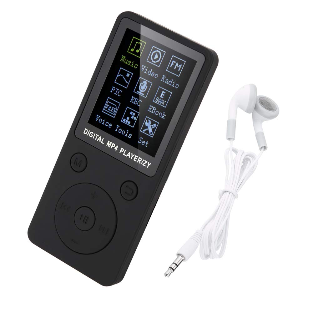 MP3 Player Music MP3 Players with 1.8" Large Screen Radio Voice Recording Video E-Book Support TF Card up to 32GB Earphone Included (Black)