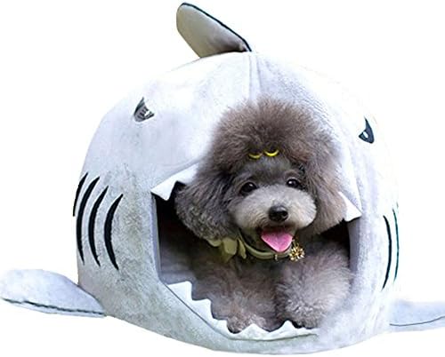 WERSHOW Shark Round House for Small Cat Dog Puppy Bed with Pet Bed Mat,waterproof Bottom Most Lovely Pet House (M)