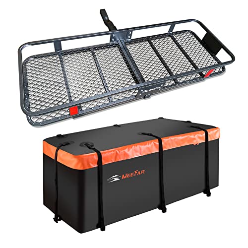 MeeFar Folding Hitch Mount Cargo Carrier Basket 60" X 20" X 6