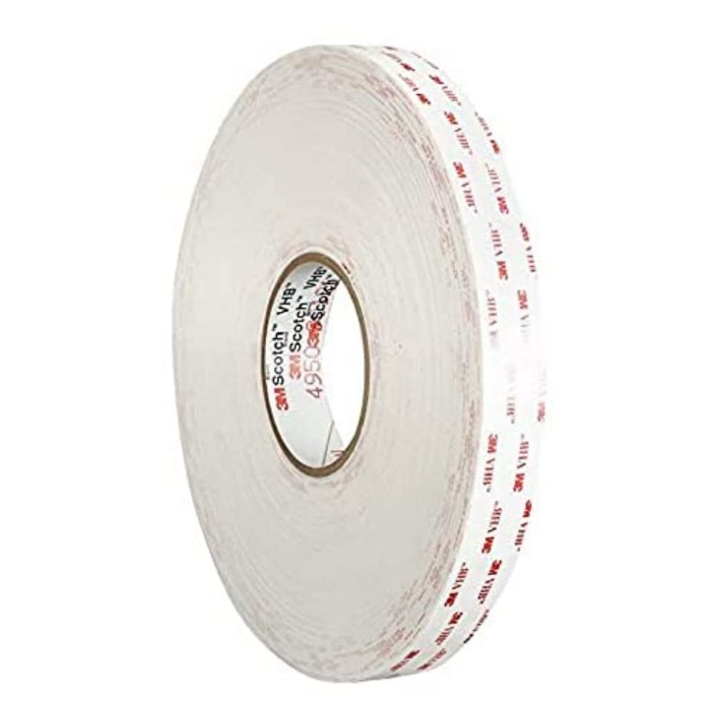 3M 4930 VHB Adhesive Tape, 25 mm x 33 m, 0.6 mm, White, Paper Liner, Pack of 3