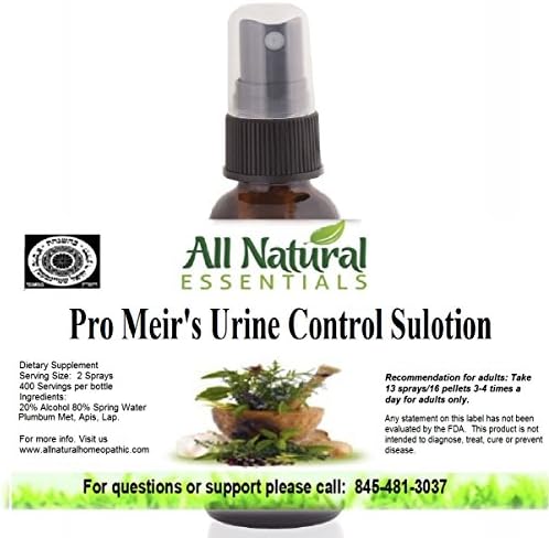 Pro Meir's Urine Control Sulotion Homeopathic Remedy, Overactive Bladder Control, Stops Frequent Urination, Urinary Incontinence/Urgency, Bladder Strength Urinary Tract Support, Kosher (1oz, Spray)