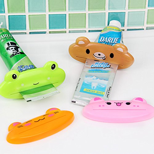 Vanki 5 pcs Rolling Toothpaste Dispenser Tube Squeezer Cartoon Animals,random color