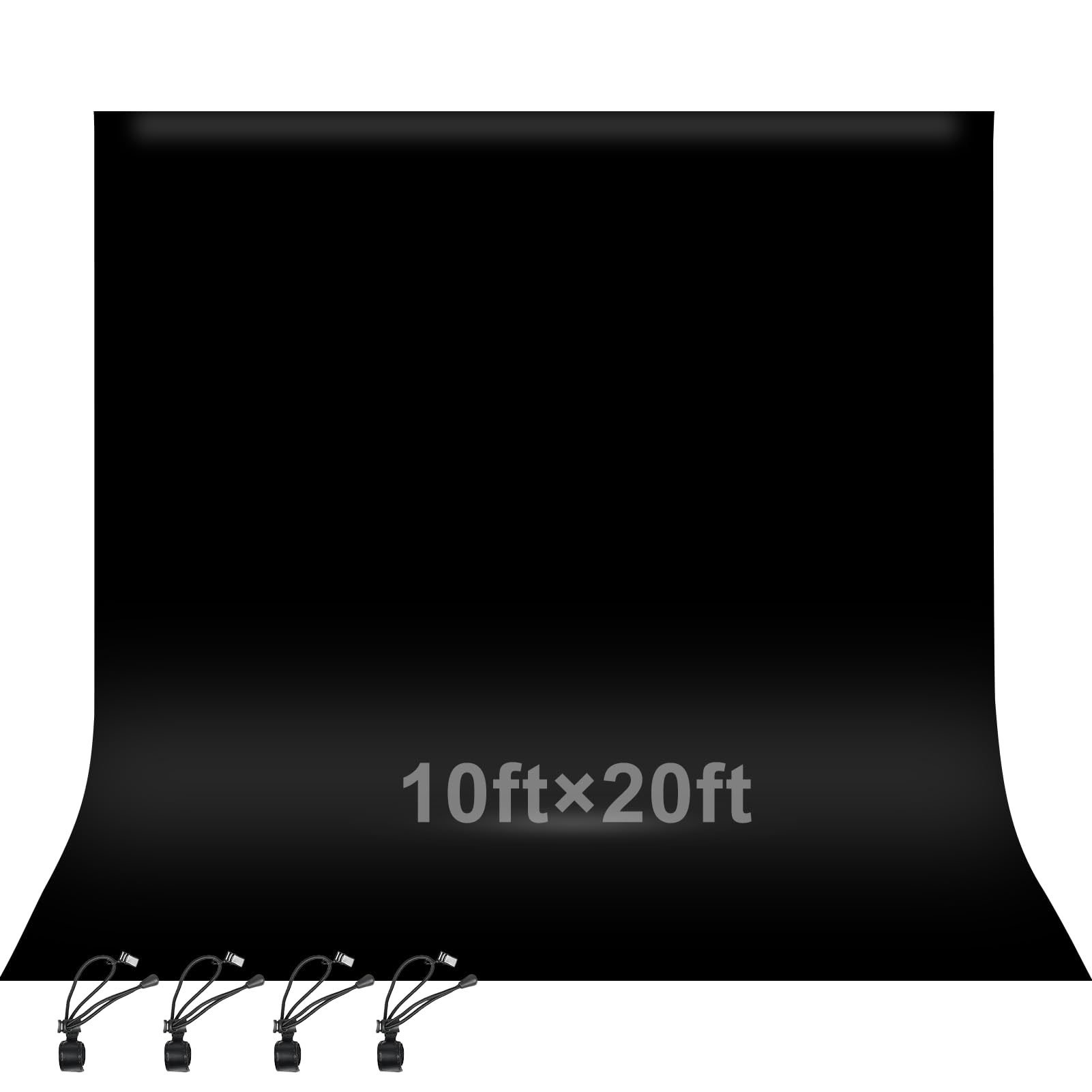 EMART 3.0x6.0m/10x20ft Black Photo Backdrop Screen for Photography, Large Back Drop Drapes Party Background Curtain with 4 Backdrop Clips, Polyester Fabric Sheet Video Studio Portrait Photoshoot — image 1