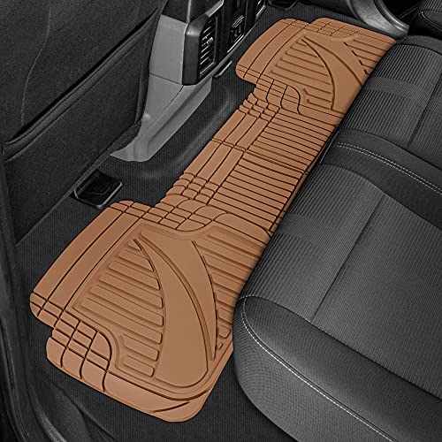 Motor Trend FlexTough Advanced Beige Rubber Car Floor Mats 3 Piece