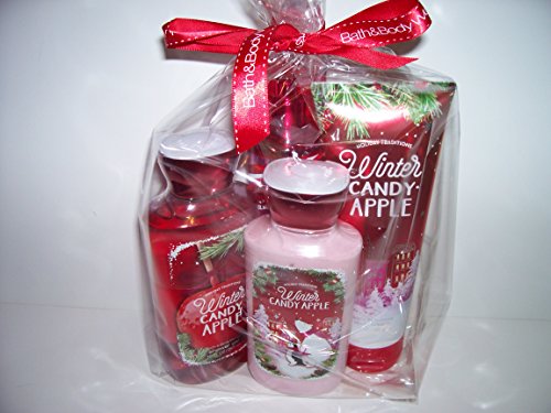 Bath and Body Works Holiday Tradition Winter Candy Apple 4 Piece Gift Set 10 Oz Shower Gel, 8 Oz Body Lotion, 8 Oz Fragrance Mist and 8 Oz Ultra Shea Body Cream