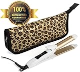 Travel Flat Iron 2-in-1 Mini Hair Straightener Curling Iron Dual Voltage 374 Degree Temperature Nano Titanium - Insulated Carry Bag Include