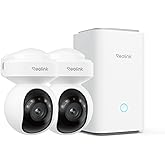 REOLINK Outdoor Security Camera System, 5MP PTZ WiFi Cameras with Auto Tracking, Plug-in Power, microSD Card Included, Supports Max.512GB×2 Storage, 24/7 Offline Recording, Home Hub with 2x E1 Outdoor