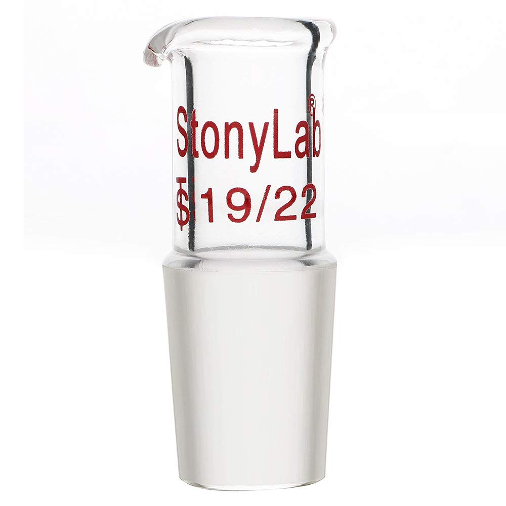 stonylab Borosilicate Glass Liquid Pourout Adapter, with 19/22 Inner Joint, for Laboratory Applications