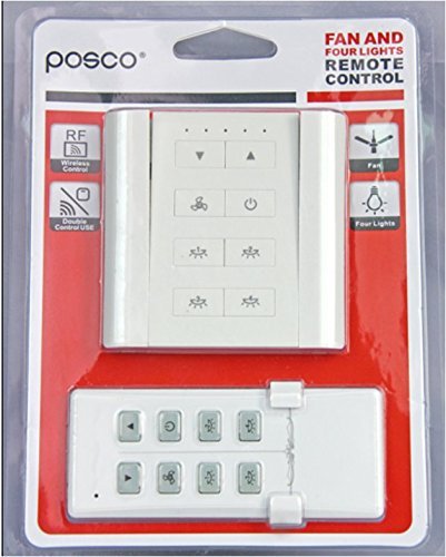 Posco Plastic 4 Lights and 1 Fan Switch with Speed Regulation Remote Control, Multicolour