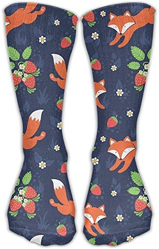 Wandering Fox Pattern Crew Sock Novelty Tube Socks 11.8 Inch Long For Adult Outdoor Workout Performance