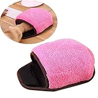 USVSU 2019 New Mouse Pad Mouse Hand Warmer, USB Heated Winter Warm Plush Hand Warmer with Wristguard Pink