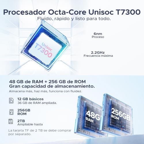 Easerush P12 Plus Tablet 12.2 Pulgadas, Android 16 & Gemini AI, 48GB RAM+256GB ROM/2TB, 120Hz 2.4K, T7300 Octa-Core, 12000mAh, Altavoces Cuádruples, Widevine L1/Tablet con Teclado y Ratón/Funda-Azul