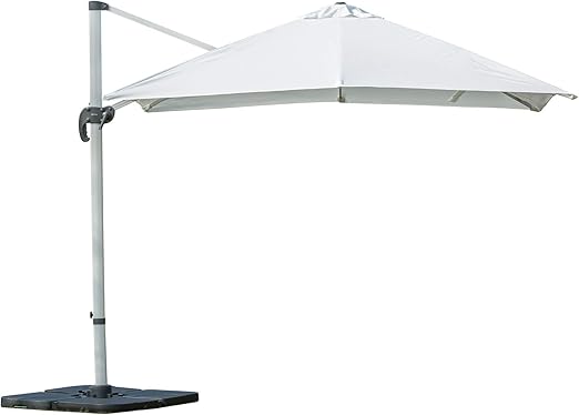 Outsunny 10ft Patio Offset Parasol Umbrella Cantilever Hanging Sun Shade Canopy Shelter 360 Rotation With Stand White Amazon Ca Patio Lawn Garden