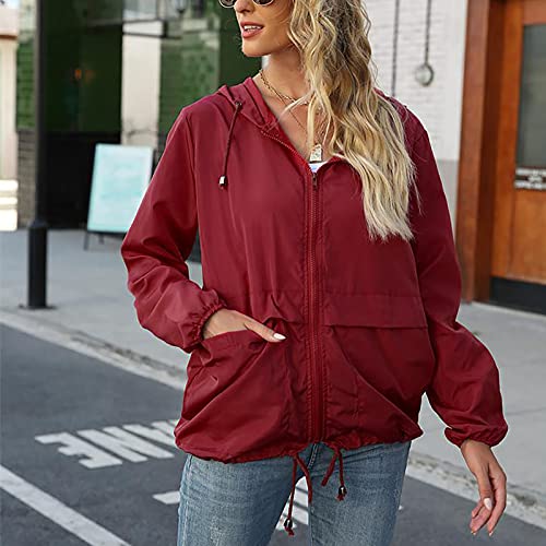 Women Rain Jacket Lightweight Waterproof Raincoat Sun Protection