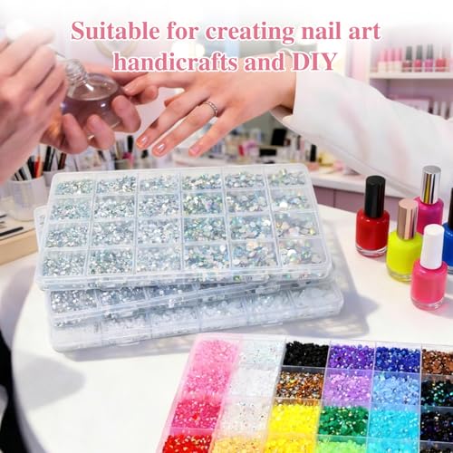32000 Piece Bedazzler Kit, 40 Colours Resin Rhinestones, 3 mm Rhinestone Bedazzling Kit, Colourful Flatback Rhinestones for Nail Design, Face Make-Up, Crafts