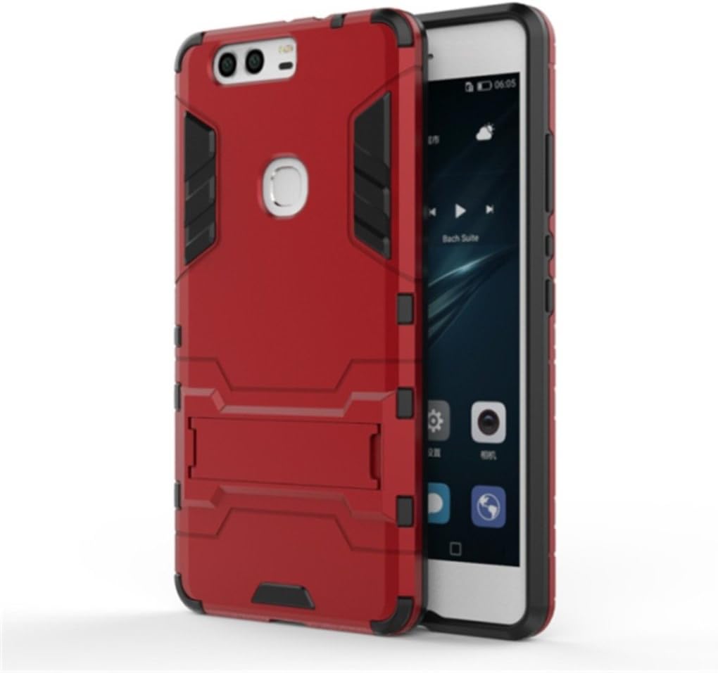 Apanphy Huawei P9 Plus Case Tough Strong [Kickstand] [Shockproof] [Drop Resistance] [High Impact] [Heavy Duty] [TPU+PC] Protective Case Cover For Huawei P9 Plus Red