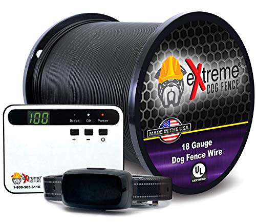 Basics Rechargeable Electric Dog Fence – Upgraded 18 Gauge Boundary Wire – 1 Dog Kit with 500′ of Boundary Wire (Up to 1/3 Acre)