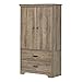 South Shore Versa 2-Door Armoire with Drawers, Weathered Oak