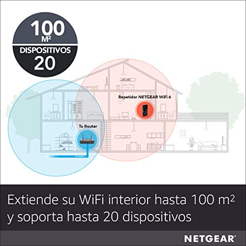 NETGEAR-Repetidor-Wifi-6-Mesh-EAX20-Amplificador-senal-wireless-AX1800-Dual-band-Cobertura-de-hasta-100m2-y-20-Dispositivos