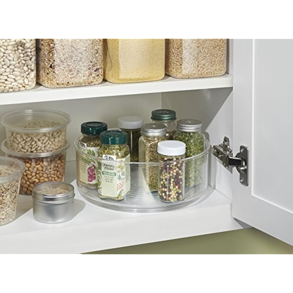 Mdesign Plastic Round Lazy Susan Rotating Turntable Food Storage
