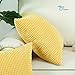 CaliTime Throw Pillow Covers Pack of 2 Comfy Corduroy Corn Striped Waffle Decorative Cushion Cases for Couch Sofa Bed Farmhouse 18 X 18 Inches Gold Yellow