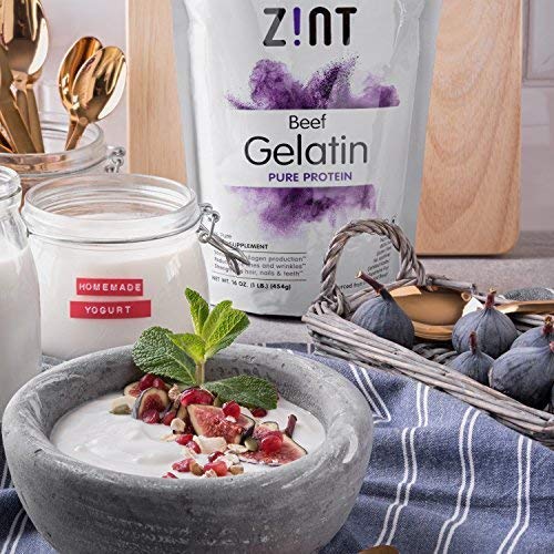 Zint Beef Gelatin Powder: Unflavored Kosher Paleo-Friendly Collagen Protein, 32 oz