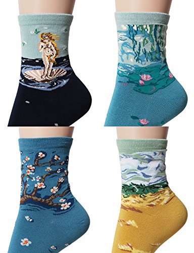 OSABASA Womens Art Patterned Casual Crew Socks(KWMS0329)