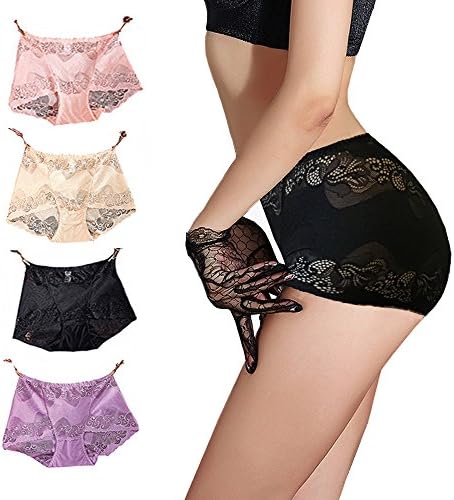 Women's Sexy Lace Panties High-Rise Tummy Control Lingerie Underwear Briefs Floral Lace Boy Shorts