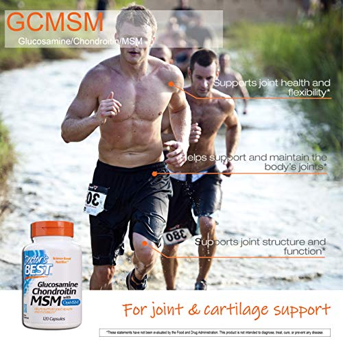 Doctor's Best Glucosamine Chondroitin Msm with OptiMSM, Supports Healthy Joint Structure, Function & Comfort, Non-GMO, Gluten Free, Soy Free, 120 Caps