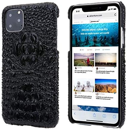 GGEBKEA- for iPhone 11 Pro Max 6.5 Case, Genuine Leather Case, 3D Crocodile Texture Cowhide Lether Case Back Cover, Ultra Slim Real Leather Cover Case for iPhone 11 Pro Max 6.5 inch 2019