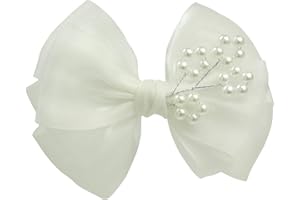 NIHAO BABY Off White First Communion Hair Accessories Pearl Tree Embellishments White Wedding Baptism Christening Hair Bow -1Pcs