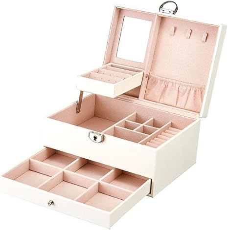 Amazon Povkeever ジュエリーボックス アクセサリーボックス 宝石箱 鍵付き 宝石保管 髪飾り収納 卓上収納 Puレザー 多層大容量 多機能 防水 耐久性 女性用 贈り物 ホワイト ジュエリー収納 オンライン通販