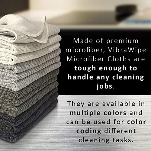 VibraWipe Microfiber Cleaning Cloth, Thick and Large Size 14.2 x 14.2