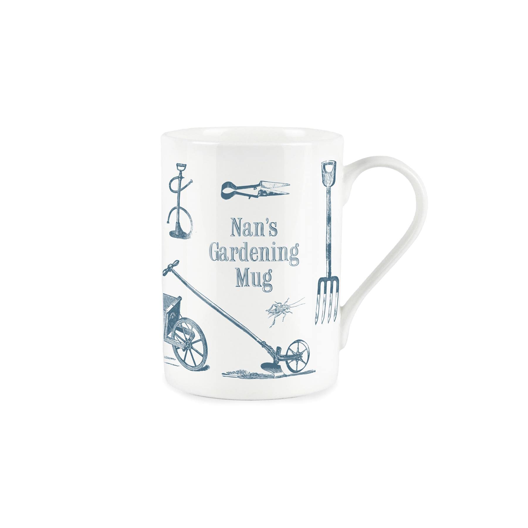 Purely Home Nans Gardening Mug - Bone China Vintage Style White Garden Coffee/Tea Present Gift