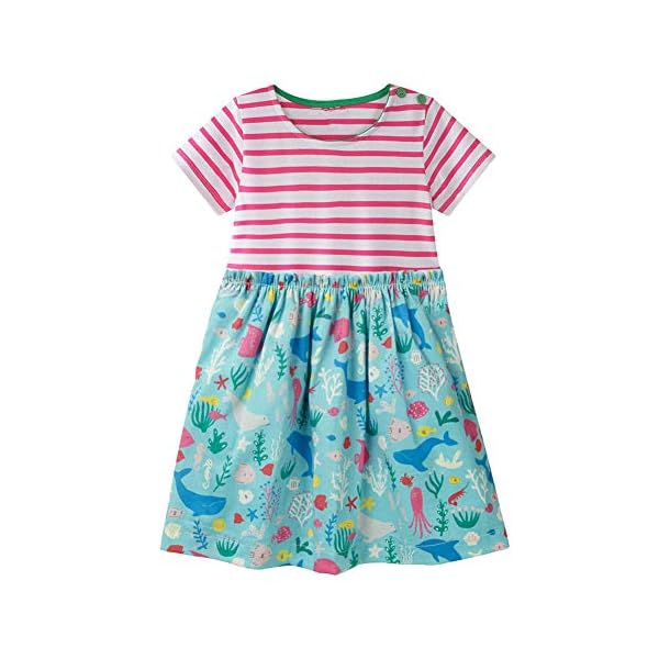 HILEELANG Baby Toddler Girl Cotton Casual Dress Easter Summer Short Sleeve Basic Tunic Playwear Shirt Dresses