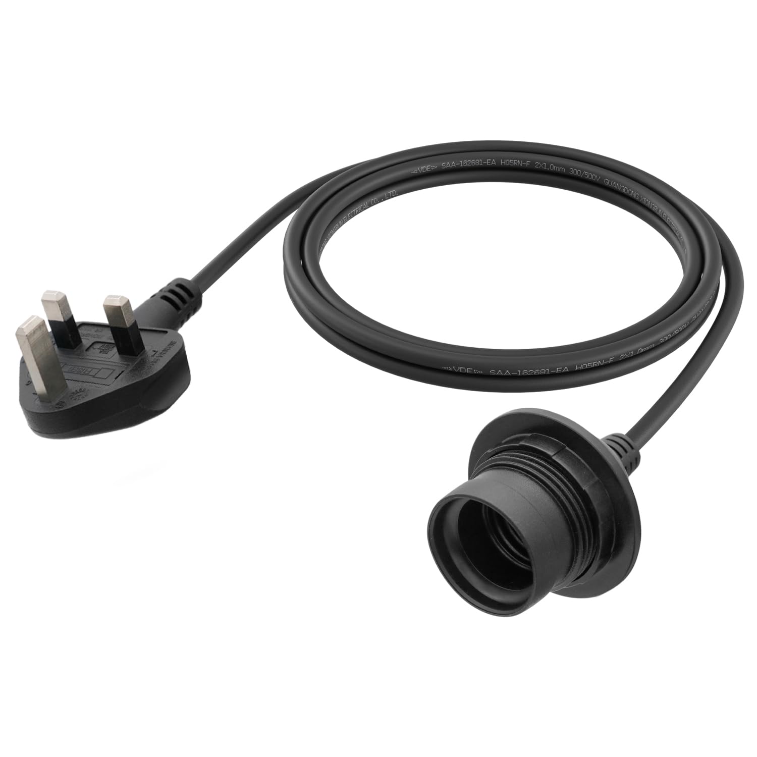 FIRMERST Outdoor Pendant Light Fitting with Plug, E27 Lamp holder 2.5m Rubber Cable IP44