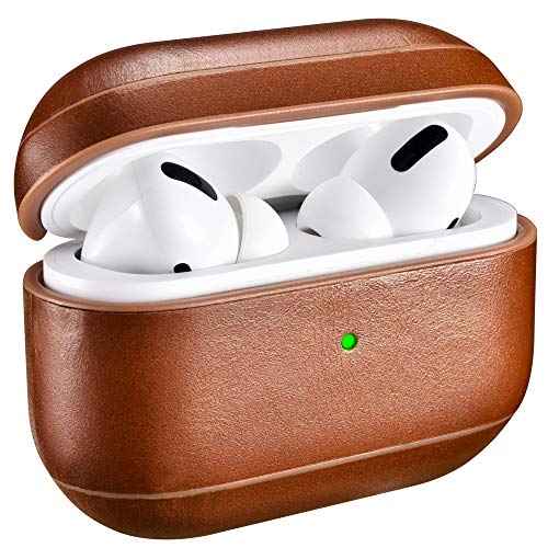 AirPods Pro Case, ICARER Airpod Pro Leather Case Genuine Leather