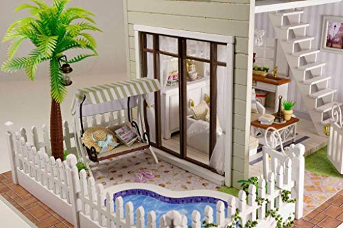 Rylai 3D Puzzles Miniature Dollhouse DIY Kit Light Paris Apartment Series Dolls Houses Accessories with Furniture LED Music Box
