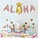 Rose Gold Aloha Balloons with Gold Pineapple | Aloha Party Decorations | Aloha Foil Balloons for Hawaii Party, Luau Party | 16inch