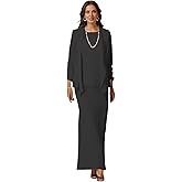 Chiffon Mother of The Bride Dresses Long Sleeve Formal Wedding Guest Dress for Women with Jacket