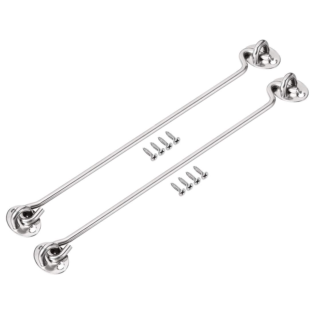 sourcing map 14" Cabin Hook Eye Latch Gate Door Swivel Window Hook Stainless Steel with Mounting Screws 2pcs