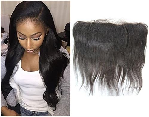 TheFashionWay Natural Color Lace Frontal Closures-13"x4" Ear To Ear Bleached Knots Free Part Body Wave/ Silky Straight Brazilian Virgin Huamn Hair (14 inches, Silky Straight)