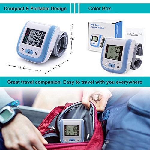 Blood Pressure Monitor Cuff Wrist Digital BP Monitor Clinically Accurate & Fast Reading with Large LCD Display - FDA Approved Essential for Home Care (Blue)