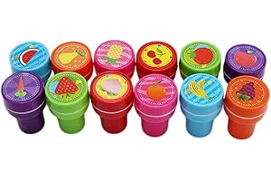 12-Piece Self-Inking Fruit Stamps for, Party Favors, Greeting Cards, Personalized Set