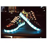 Sabe 7 Colors Luminous LED Shoes Women and Men Print Sneakers(USB Charging)
