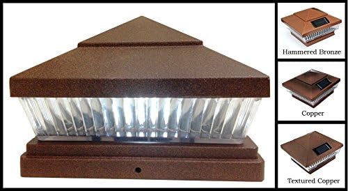 6 x 6 Premium PVC Vinyl Fence Copper Post Cap Solar Lights 5 Amber LEDs (PF87C)Finish: Hammered Bronze (US Made) Lens Type: Vertical-Lined Clear Lens (Default)