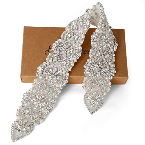 SoarDream Wedding Crystal Rhinestone Applique Bridal Wedding Applique Pearl Wedding Belts Party Dress Belt