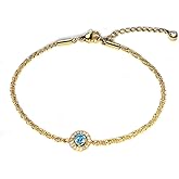 Dainty Gold Bracelet for Women Simple Birthstone 18K Gold Plated Bracelets Adjustable Trendy Thin Friendship Bracelets for Sisters Her Birthday Christmas Gifts